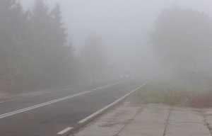 Samochód jadący we mgle
