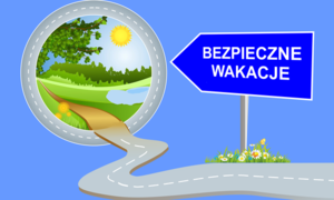 Obraz przedstawiający drogowskaz i drogę na wakację.